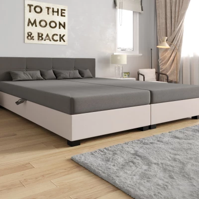 Americká posteľ s úložným priestorom 180x200 ROSIE 16 - tmavo béžová / ecru