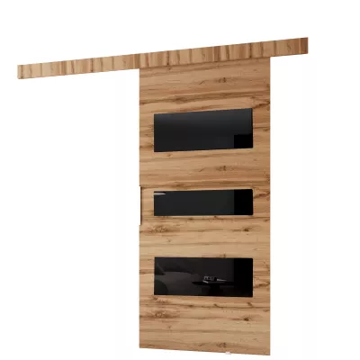 Interiérové ​​dvere na stenu BARRET 3 - 96 cm, dub wotan / čierne