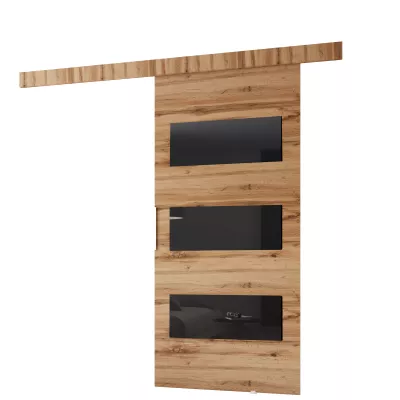 Posuvné dvere na stenu BARRET 5 - 106 cm, dub wotan / čierne