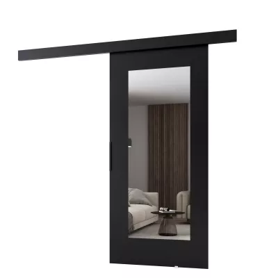 Posuvné dvere so zrkadlom BARRET 9 - 76 cm, čierne