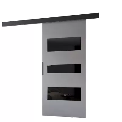 Posuvné dvere na stenu BARRET 13 - 76 cm, šedé / čierne