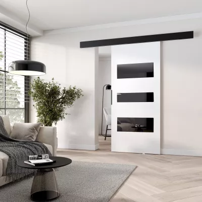 Posuvné dvere na stenu BARRET 13 - 86 cm, biele / čierne