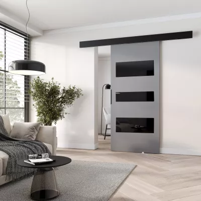 Posuvné dvere na stenu BARRET 13 - 86 cm, šedé / čierne