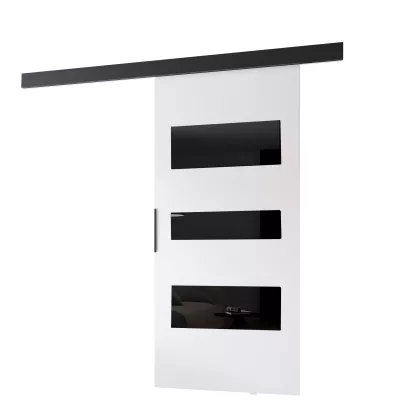 Posuvné dvere na stenu BARRET 13 - 96 cm, biele / čierne