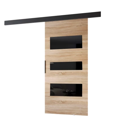Posuvné dvere na stenu BARRET 13 - 106 cm, dub sonoma / čierne