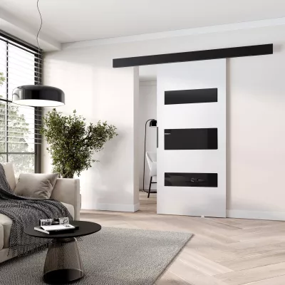 Posuvné interiérové ​​dvere BARRET 14 - 86 cm, biele / čierne