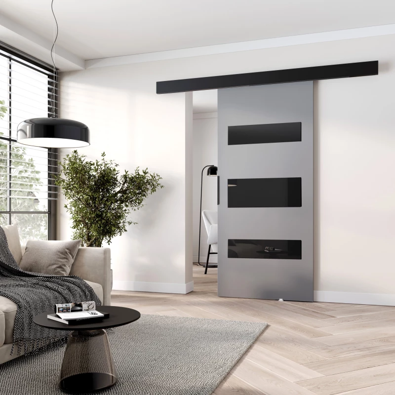 Posuvné interiérové ​​dvere BARRET 14 - 106 cm, šedé / čierne