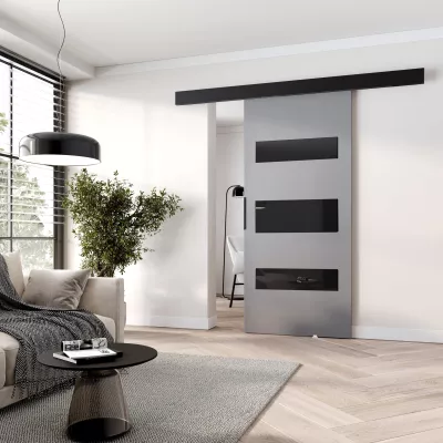 Posuvné interiérové ​​dvere BARRET 14 - 106 cm, šedé / čierne