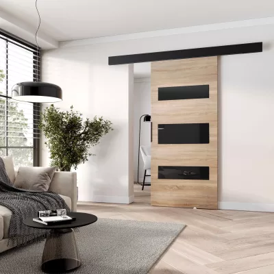 Posuvné interiérové ​​dvere BARRET 14 - 106 cm, dub sonoma / čierne