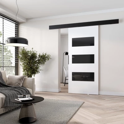 Interiérové ​​dvere na stenu BARRET 15 - 76 cm, biele / čierne