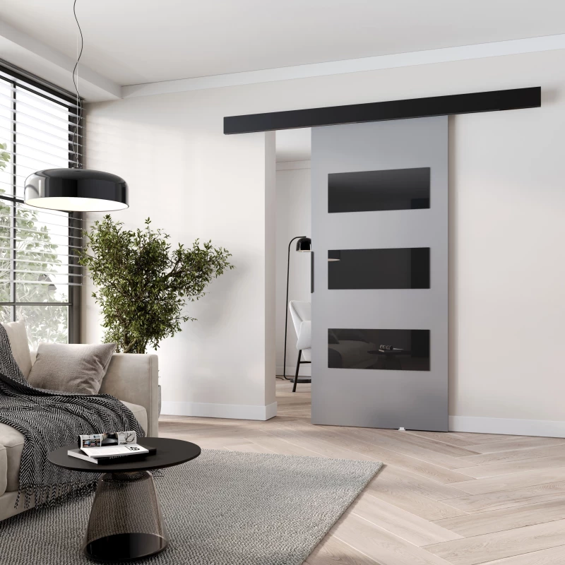 Interiérové ​​dvere na stenu BARRET 15 - 106 cm, šedé / čierne