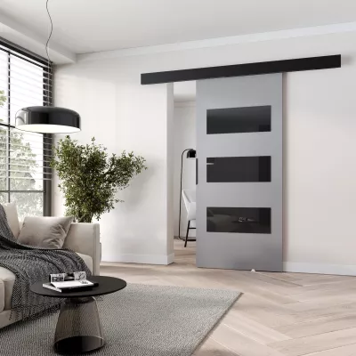 Interiérové ​​dvere na stenu BARRET 15 - 106 cm, šedé / čierne