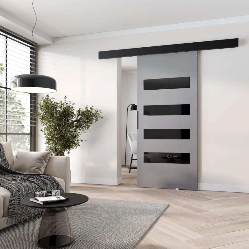Interiérové ​​posuvné dvere BARRET 16 - 86 cm, šedé / čierne
