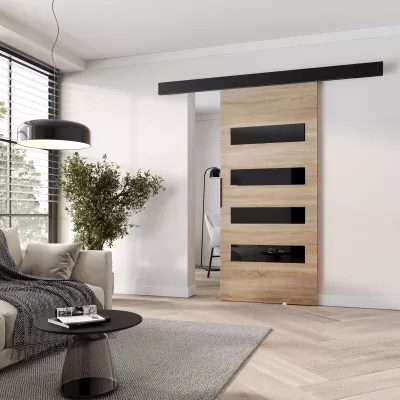 Interiérové ​​posuvné dvere BARRET 16 - 106 cm, dub sonoma / čierne
