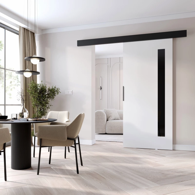 Interiérové ​​dvere na stenu BARRET 17 - 86 cm, biele / čierne