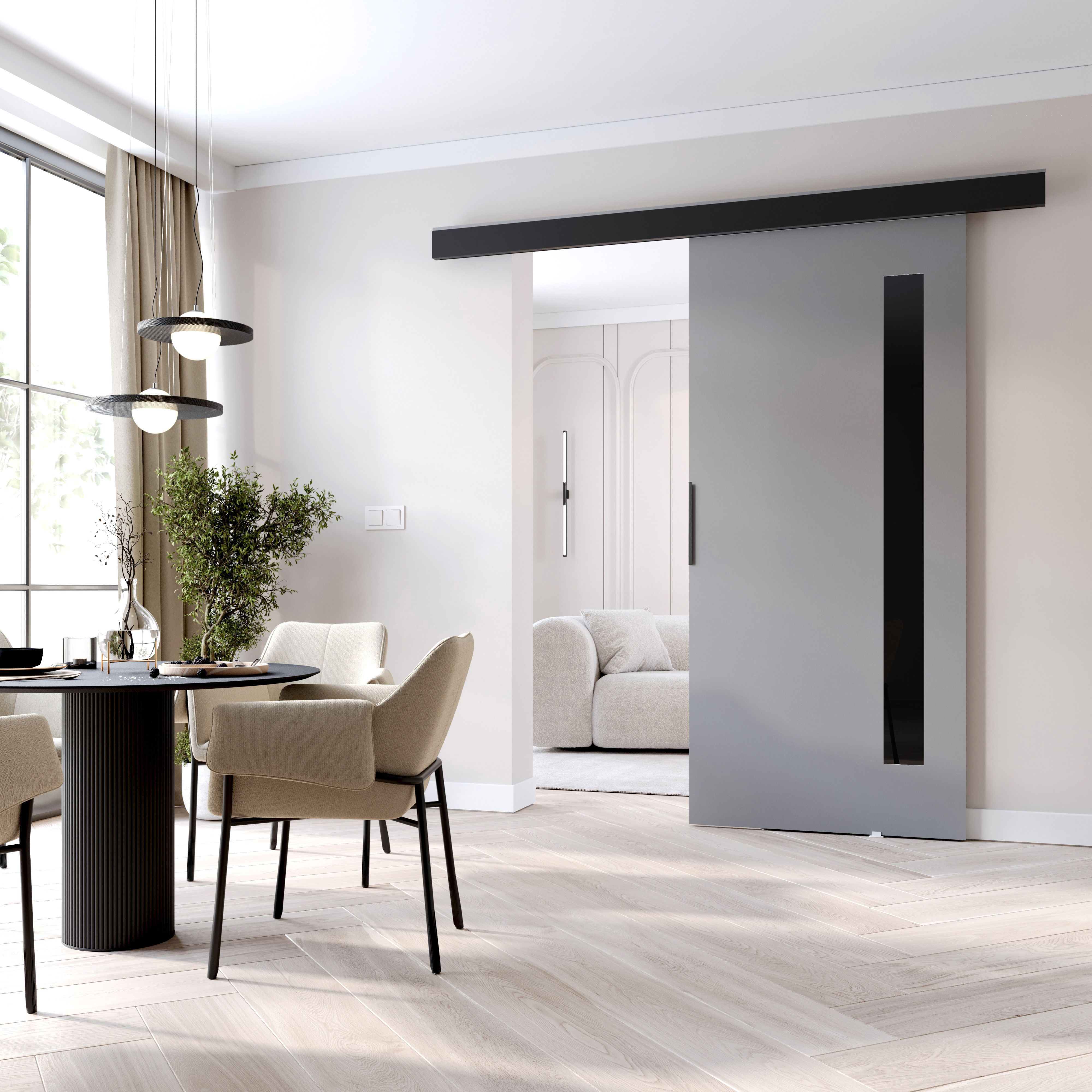 Interiérové ​​dvere na stenu BARRET 17 - 86 cm, šedé / čierne