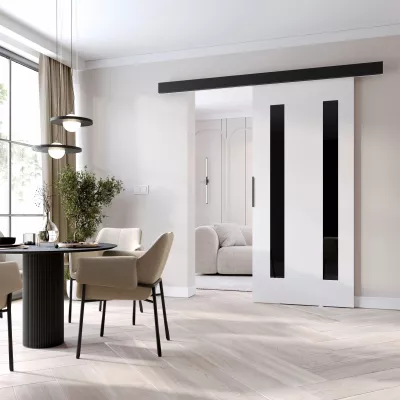 Posuvné dvere BARRET 18 - 86 cm, biele / čierne