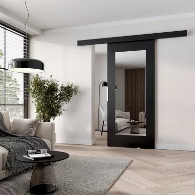 Posuvné dvere so zrkadlom BARRET 19 - 86 cm, čierne