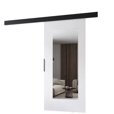 Posuvné dvere so zrkadlom BARRET 19 - 86 cm, biele / čierne