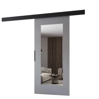 Posuvné dvere so zrkadlom BARRET 19 - 86 cm, šedé / čierne