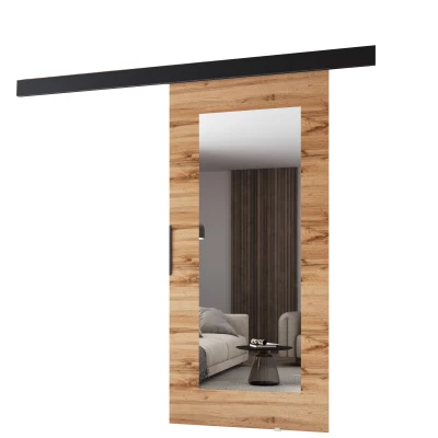 Posuvné dvere so zrkadlom BARRET 19 - 86 cm, dub wotan / čierne
