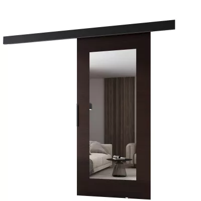 Posuvné dvere so zrkadlom BARRET 19 - 96 cm, wenge / čierne