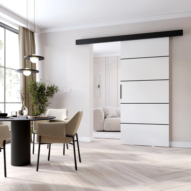 Interiérové ​​dvere na stenu BARRET 20 - 106 cm, biele / čierne