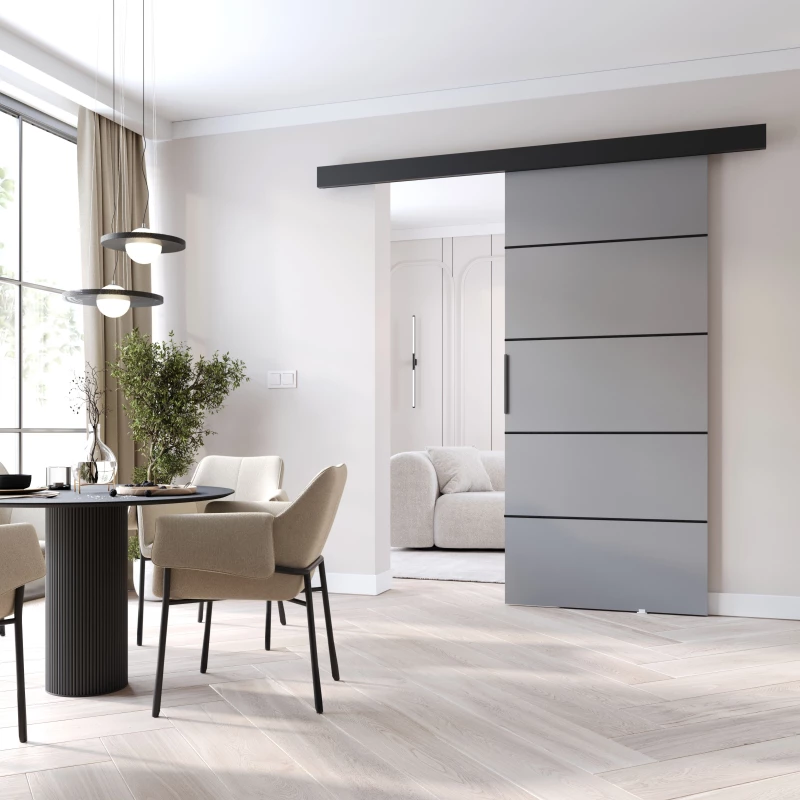Interiérové ​​dvere na stenu BARRET 20 - 106 cm, šedé / čierne