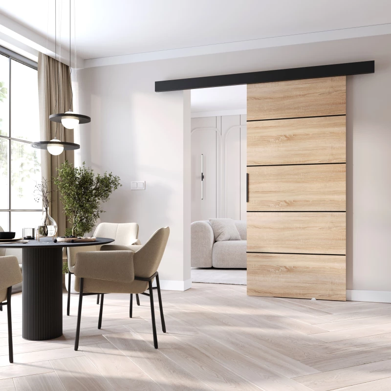 Interiérové ​​dvere na stenu BARRET 20 - 106 cm, dub sonoma / čierne