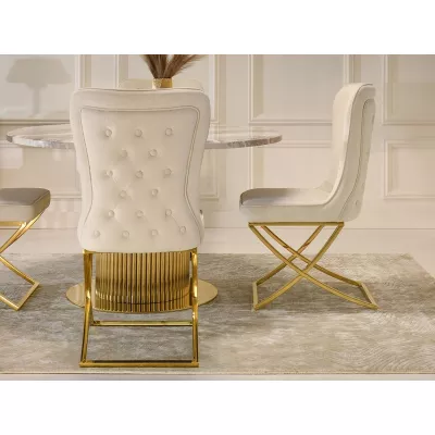 Elegantná jedálenská stolička KIRIA - béžová / zlatá