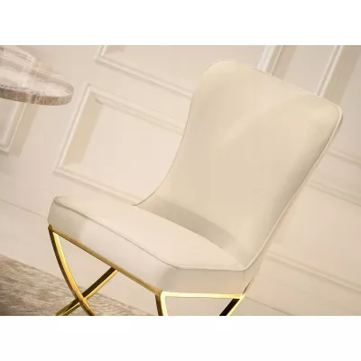 Elegantná jedálenská stolička KIRIA - béžová / zlatá