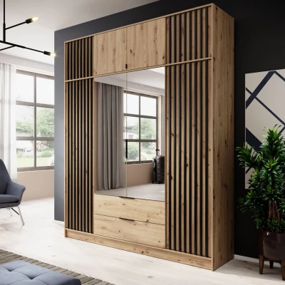 Nadstavba na šatníkovú skriňu MARFA - šírka 205 cm, grafit / dub artisan