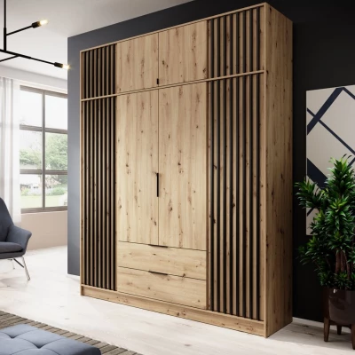 Nadstavba na šatníkovú skriňu MARFA - šírka 205 cm, dub artisan / čierna