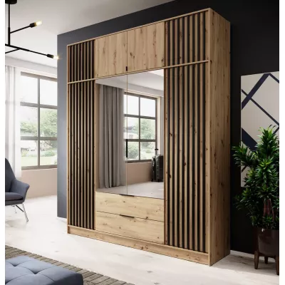 Nadstavba na šatníkovú skriňu MARFA - šírka 205 cm, dub artisan / čierna