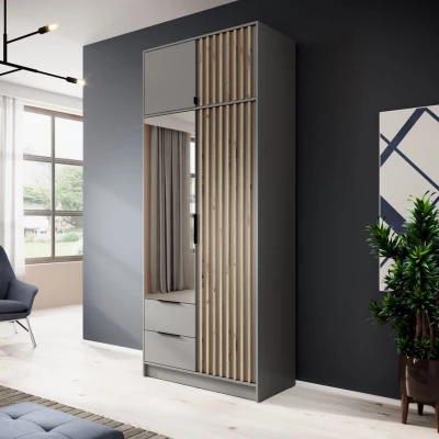 Nadstavba na šatníkovú skriňu MARFA - šírka 105 cm, grafit / dub artisan