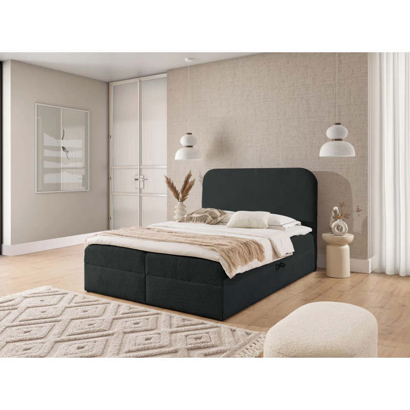 Manželská kontinentálna posteľ 180x200 GADALUPA - čierna + topper