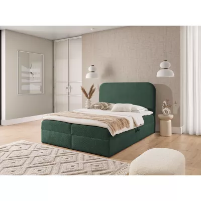 Manželská kontinentálna posteľ 180x200 GADALUPA - fľaškovo zelená + topper