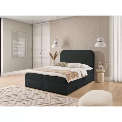 Jednolôžková kontinentálna posteľ 120x200 GADALUPA - čierna + topper