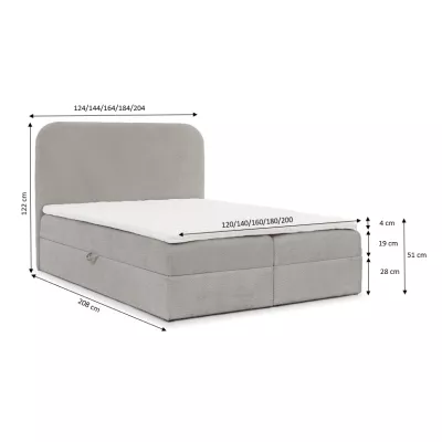 Jednolôžková kontinentálna posteľ 120x200 GADALUPA - hnedá + topper