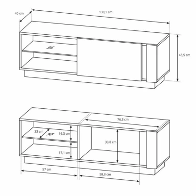 Televízny stolík 138 cm DOTHAN - dub artisan / grafitový