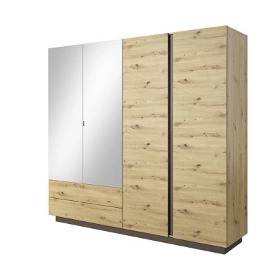 Šatníková skriňa so zrkadlom 220 cm DOTHAN - dub artisan / grafitová