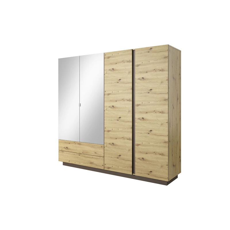 Šatníková skriňa so zrkadlom 220 cm DOTHAN - dub artisan / grafitová