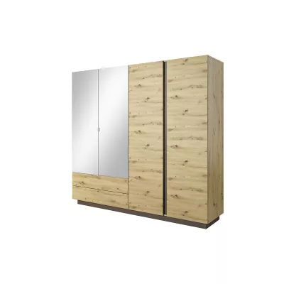 Šatníková skriňa so zrkadlom 220 cm DOTHAN - dub artisan / grafitová