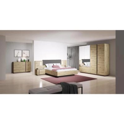Šatníková skriňa so zrkadlom 220 cm DOTHAN - dub artisan / grafitová
