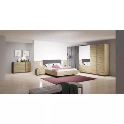 Šatníková skriňa so zrkadlom 220 cm DOTHAN - dub artisan / grafitová