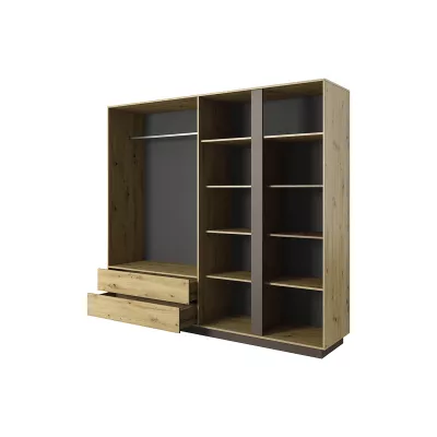 Šatníková skriňa so zrkadlom 220 cm DOTHAN - dub artisan / grafitová