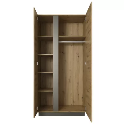 Dvojdverová šatníková skriňa 97 cm DOTHAN - dub artisan / grafitová