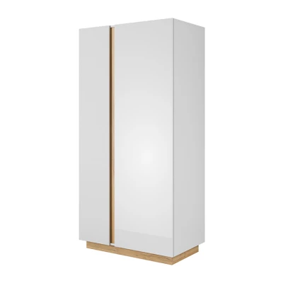 Dvojdverová šatníková skriňa 97 cm DOTHAN - dub grandson / biela / lesklá biela