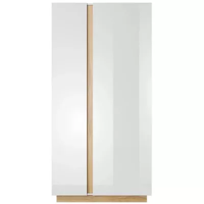 Dvojdverová šatníková skriňa 97 cm DOTHAN - dub grandson / biela / lesklá biela