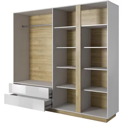 Zostava do spálne s posteľou 160x200 DOTHAN - dub grandson / lesklá biela / biela